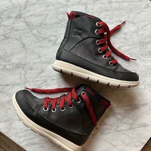 Sorel Black and Red Explorer Boots